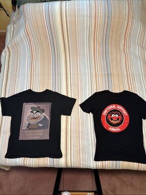 Pair of Black Short-Sleeve Graphic Tees